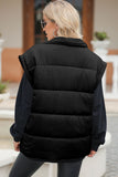 Zip Up Puffer Vest Coat with Pockets - felvior