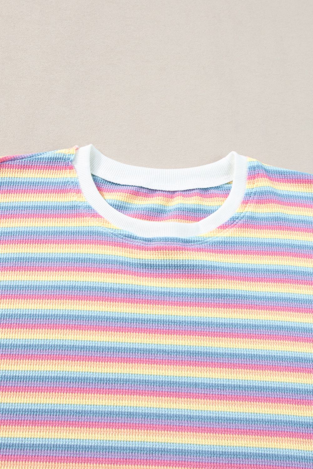 Striped Round Neck Short Sleeve Top and Pants Set - felvior