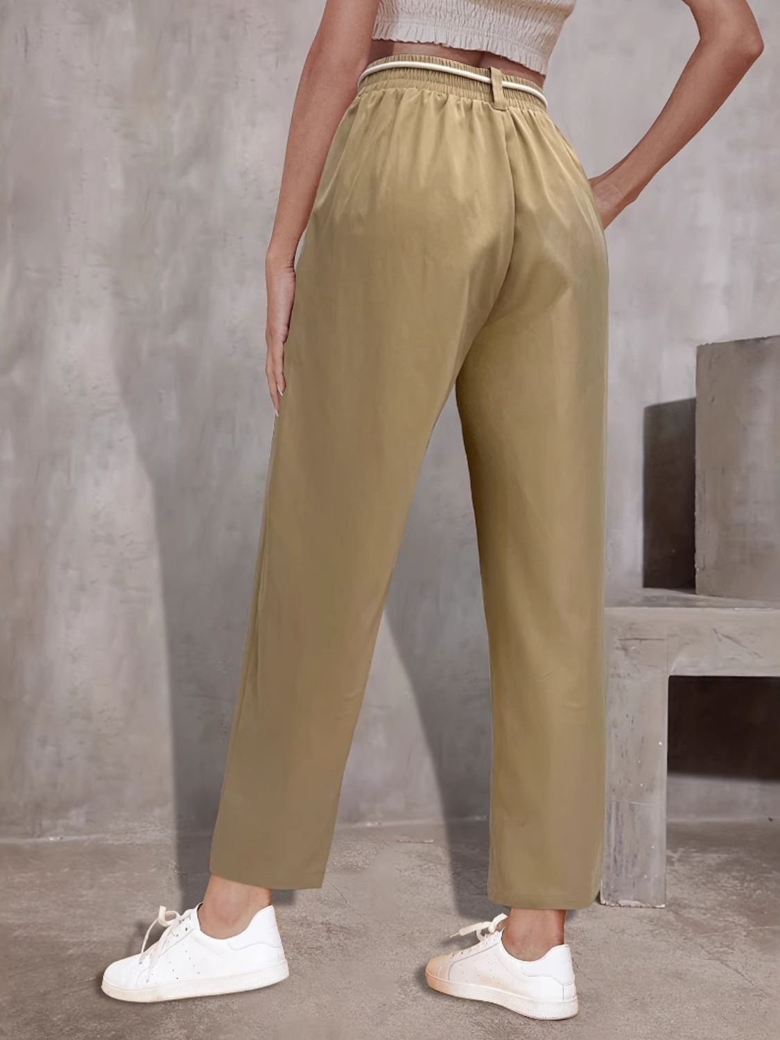 Tie Waist Straight Leg Pants - felvior