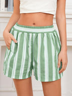 Striped Elastic Waist Shorts