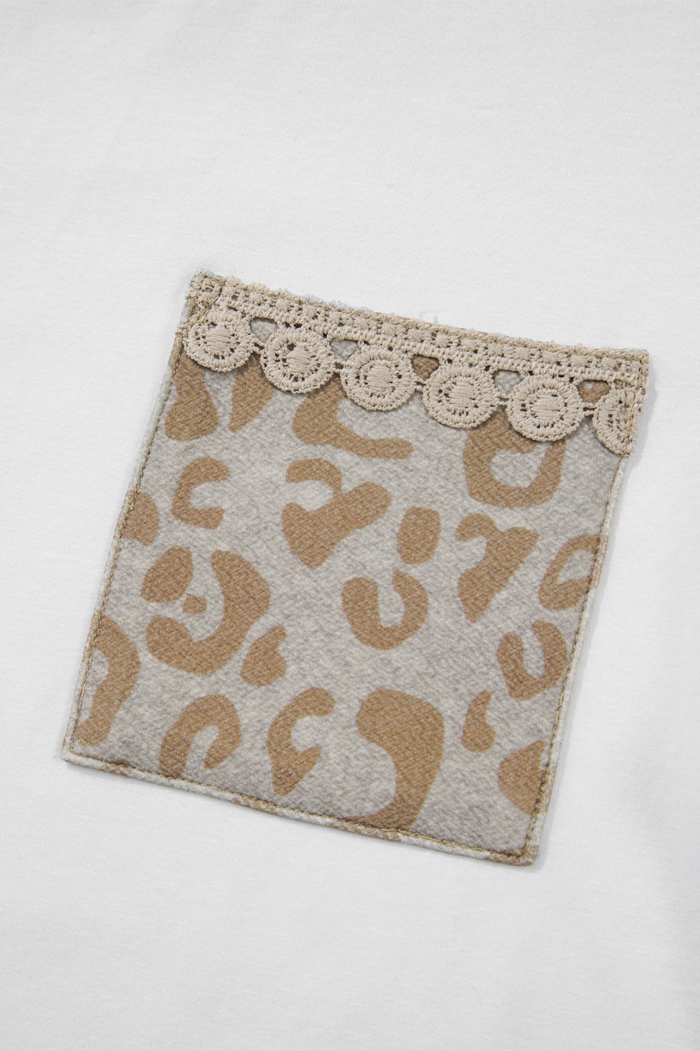 Leopard Patchwork Crochet Lace Trim Puff Sleeve T Shirt - felvior