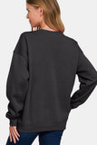 Zenana WEEKEND Round Neck Dropped Shoulder Sweatshirt - felvior