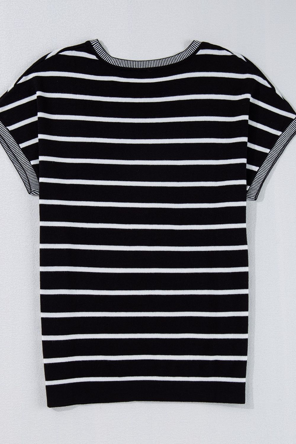 Striped Short Sleeve Knit Top - felvior