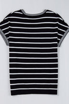 Striped Short Sleeve Knit Top