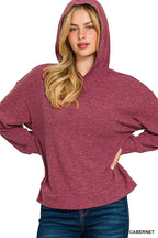 Zenana Ribbed Long Sleeve Hoodie