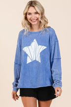 Mittoshop Star Graphic Mineral Wash Long Sleeve Top