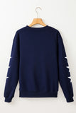 GAME DAY Star Round Neck Long Sleeve Sweatshirt - felvior