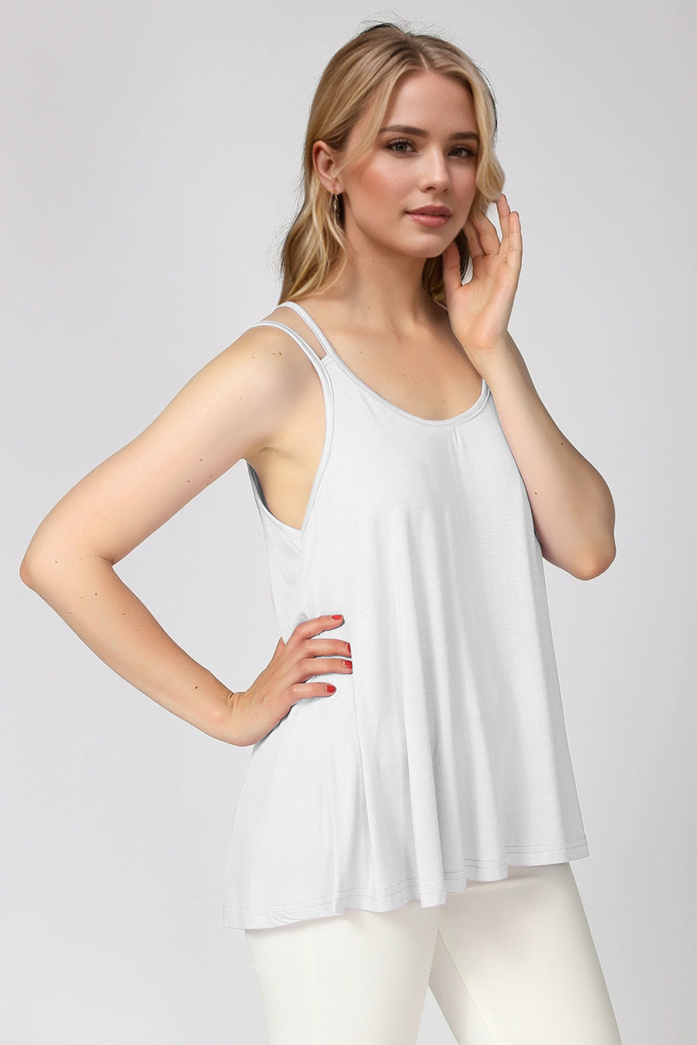 Basic Bae Bamboo Scoop Neck Double Spaghetti Straps Cami - felvior