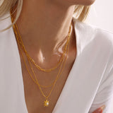 18K Gold-Plated Shell Pearl Necklace - felvior