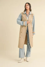 MABLE Layered Look Trench Coat With Denim Jacket