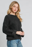 Umgee Full Size Round Neck Long Sleeve Boucle Sweater Plus Size - felvior