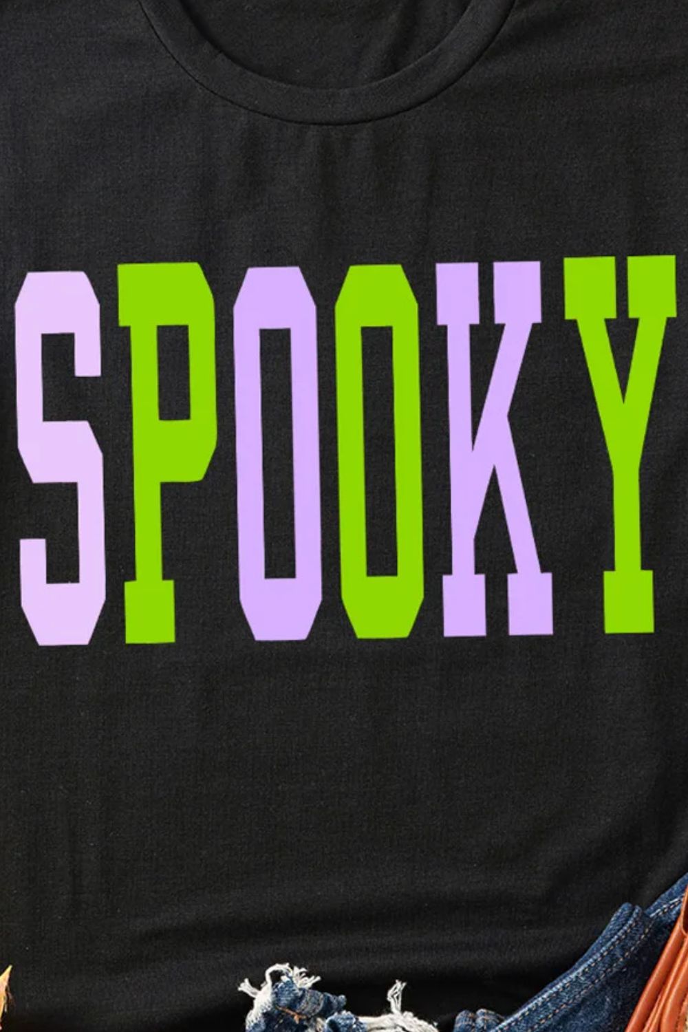 SPOOKY Round Neck Short Sleeve T-Shirt - felvior