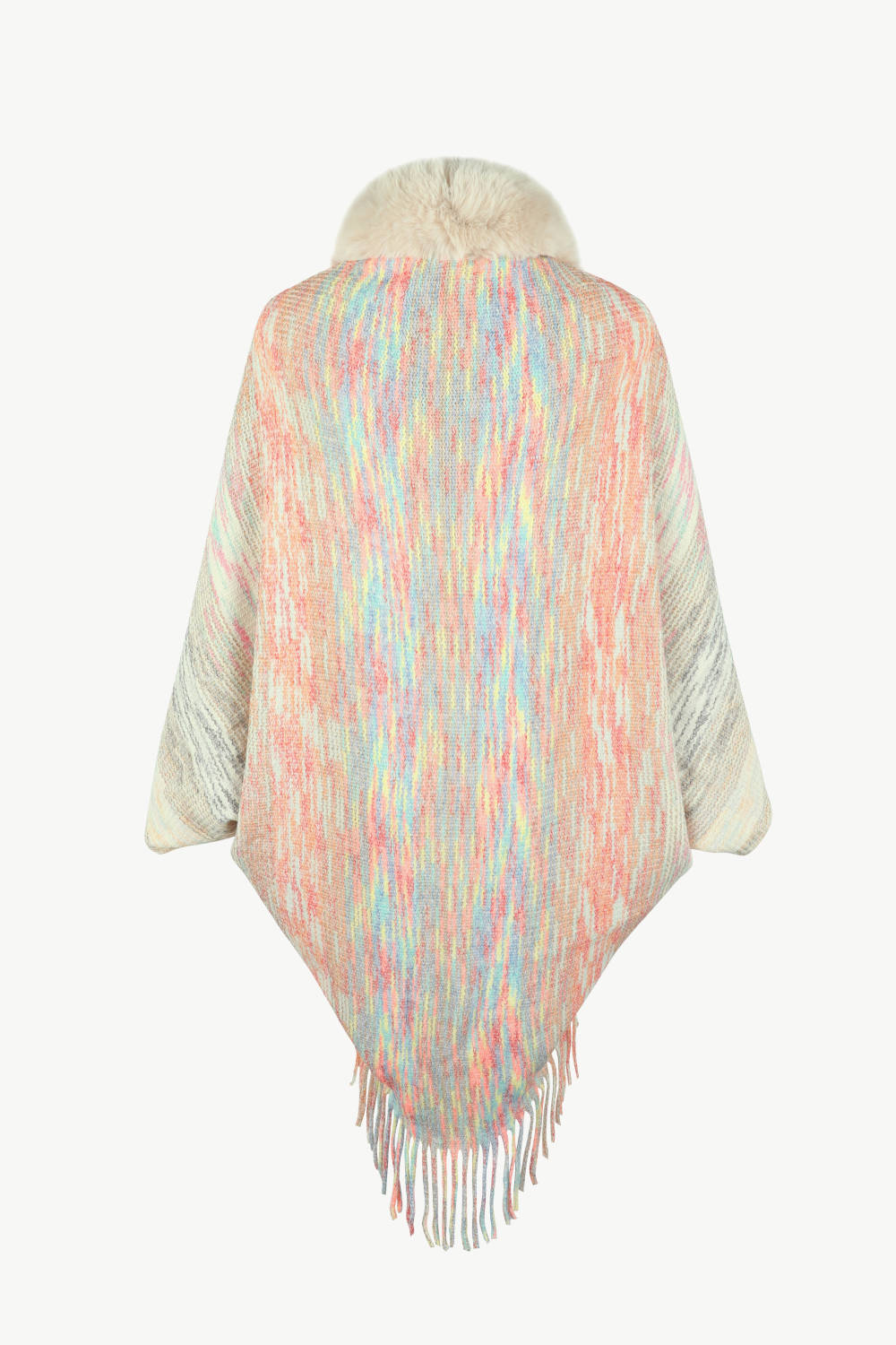 Open Front Fringe Hem Poncho - felvior