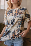 Cowboy Print Round Neck Short Sleeve T Shirt