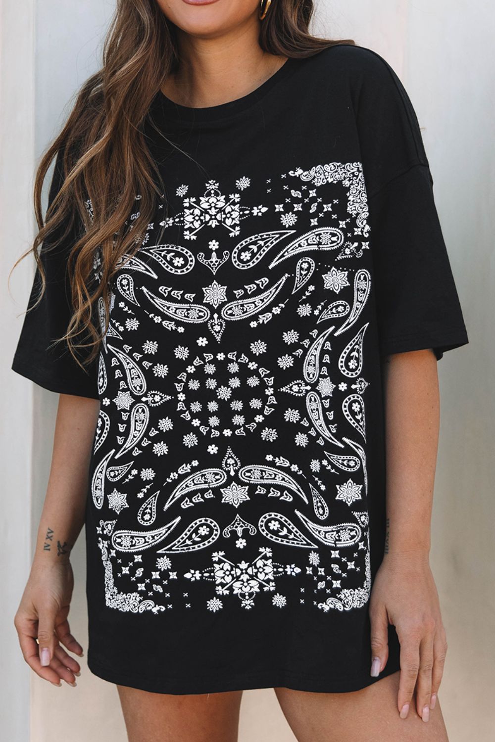 Paisley Round Neck Half Sleeve T-Shirt
