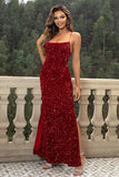 Sequin Backless Split Maxi Dress - felvior