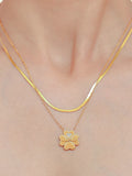 2 Piece 18K Gold-Plated Inlaid Zircon Lucky Clover Necklace - felvior