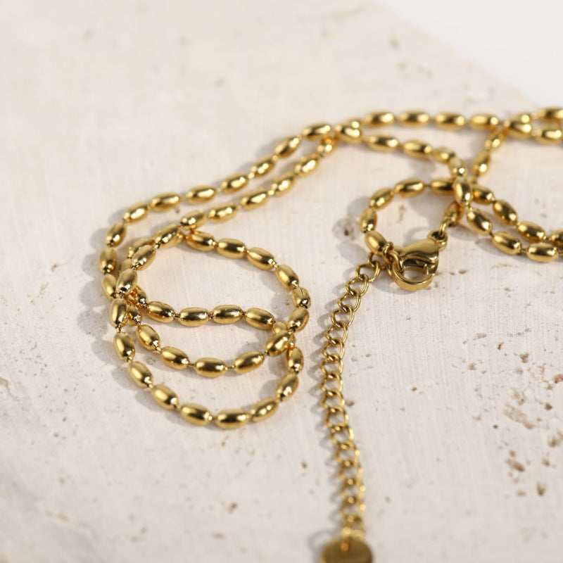 Titanium Steel Beaded Necklace - felvior