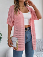 Openwork Open Front Half Sleeve Cardigan