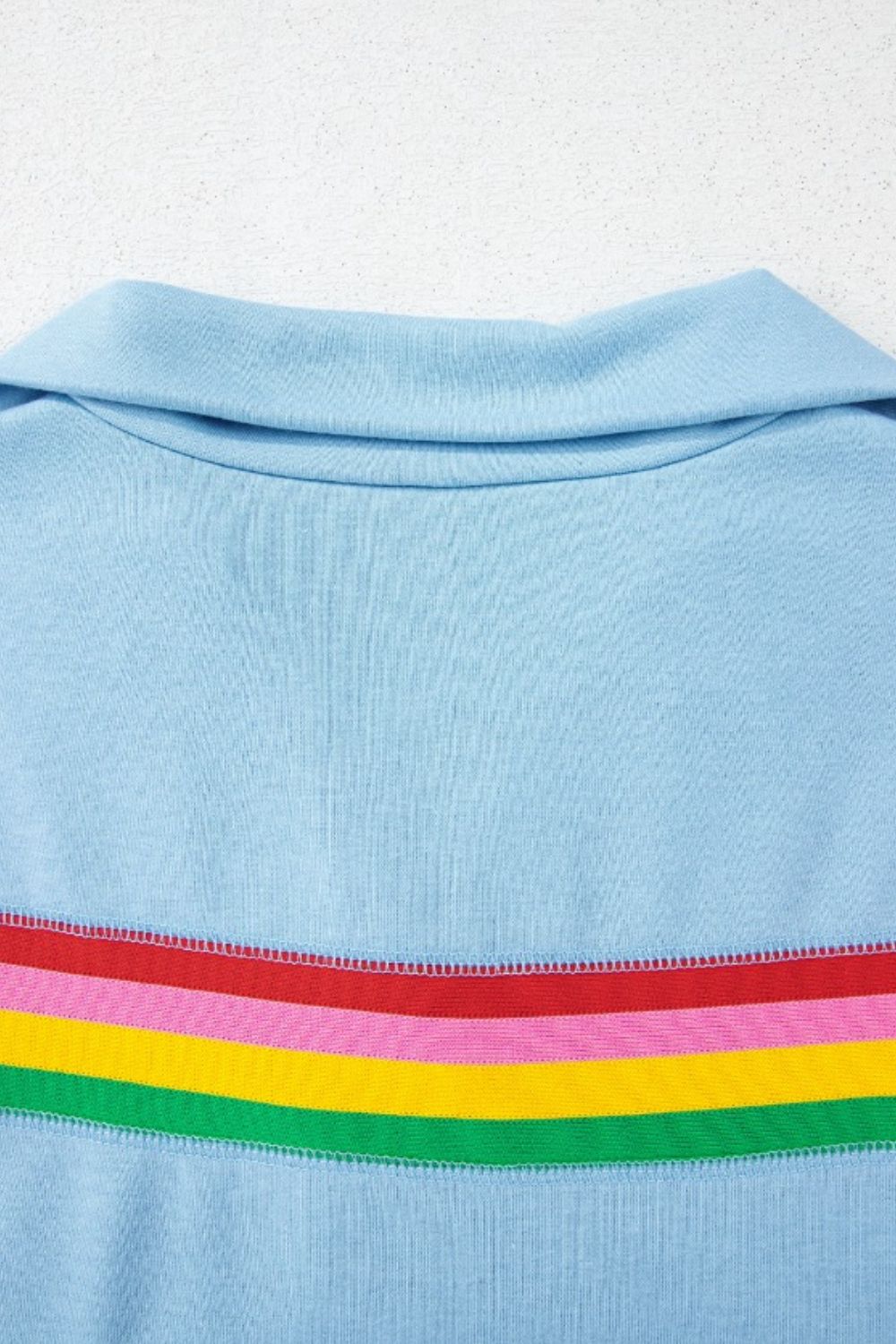 Rainbow Collared Short Sleeve Top and Shorts Set - felvior