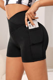 Wide Waistband Active Shorts with Pocket - felvior