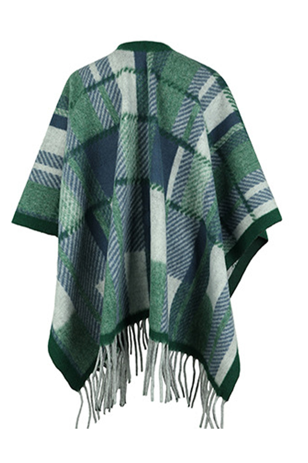 Cloak Sleeve Fringe Detail Poncho - felvior