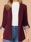 Lapel Collar Roll-Tab Sleeve Blazer - felvior