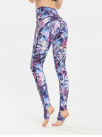Printed Wide Waistband Active Leggings with Stirrups