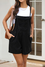 Square Neck Denim Overalls with Pockets