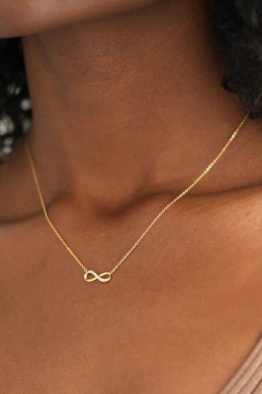 925 Sterling Silver Inland Zircon Infinite Necklace - felvior