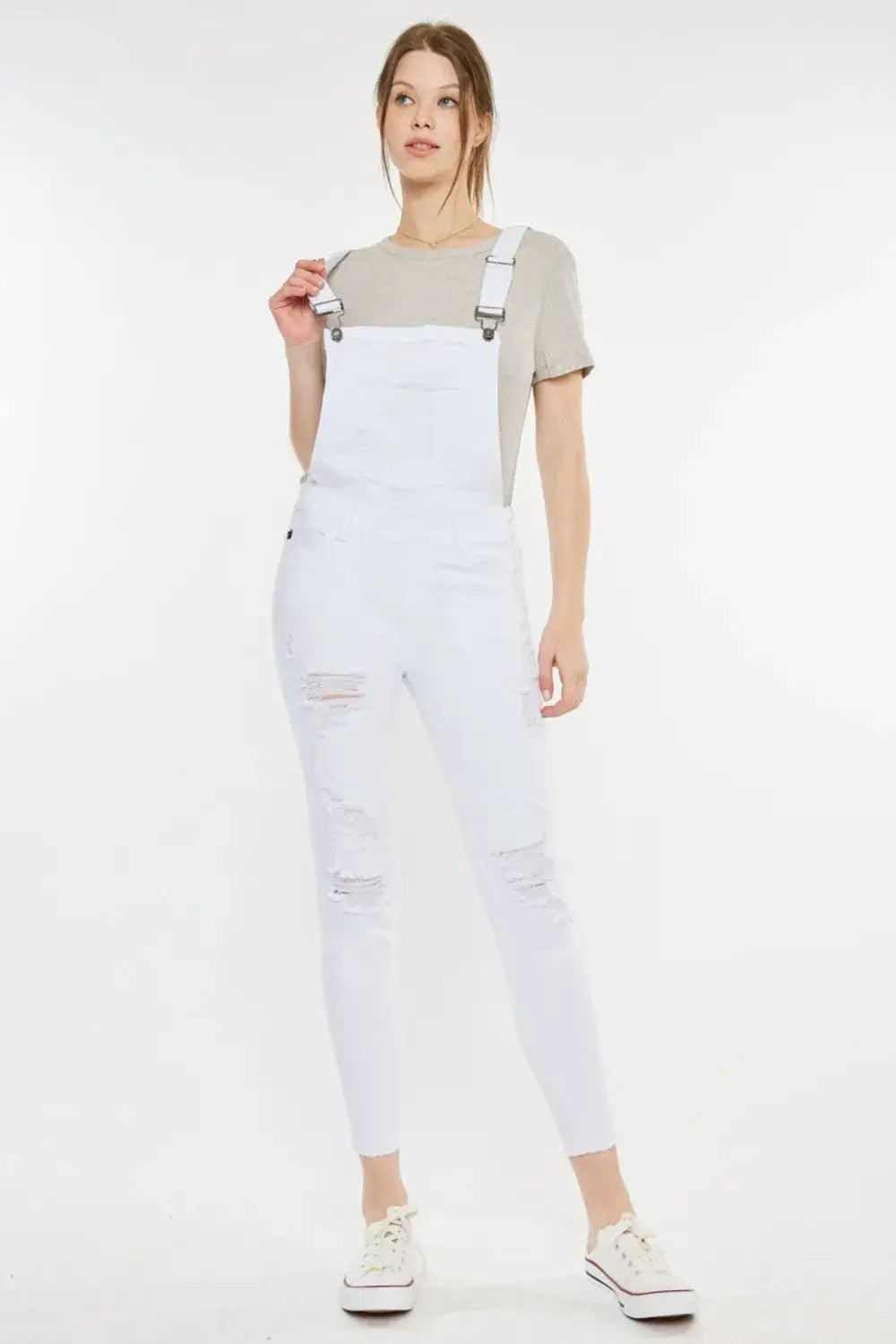 Kancan Distressed Skinny Denim Overalls