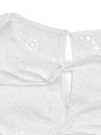 Perfee Tied Eyelet Short Sleeve Bodysuit