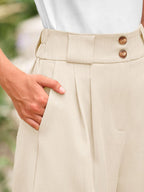 Two Button Wide Waistband Shorts