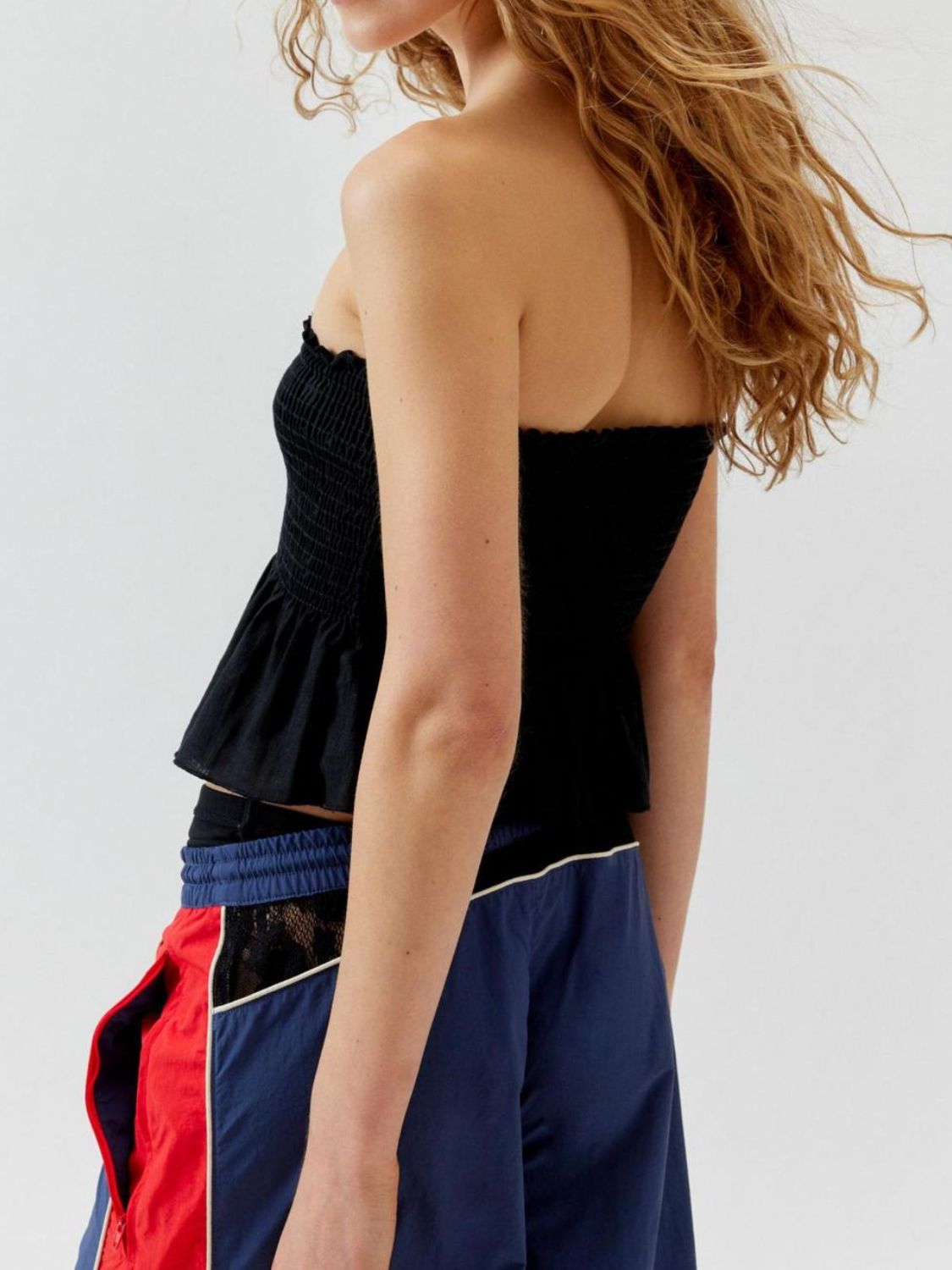 Smocked Peplum Tube Top - felvior