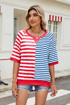 Striped Round Neck Half Sleeve T-Shirt