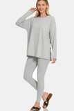 Zenana Full Size Brushed Microfiber Top and Leggings Lounge Set - felvior