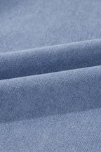 Lapel Neck Cap Sleeve Denim Babydoll Dress