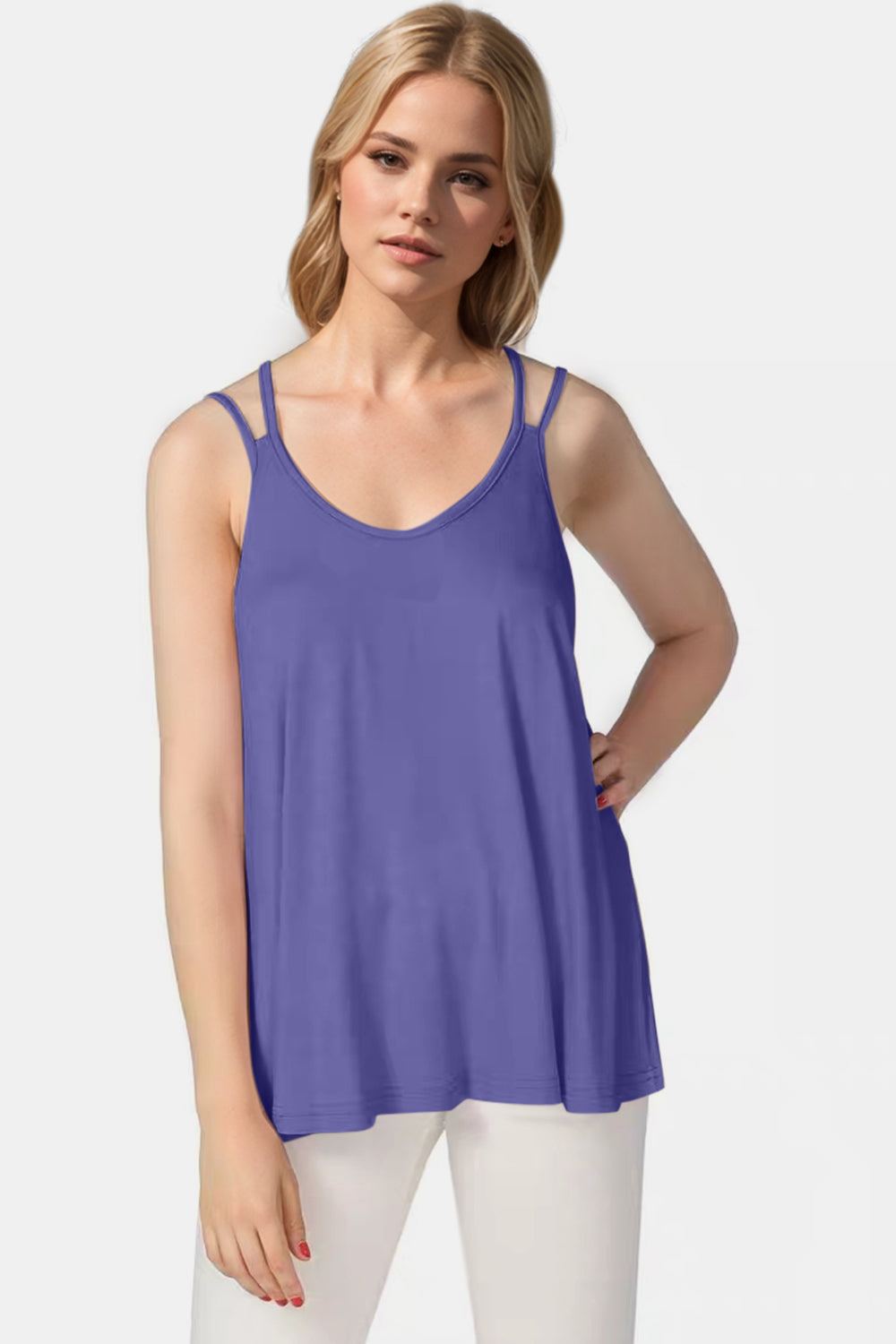 Basic Bae Bamboo Scoop Neck Double Spaghetti Straps Cami - felvior