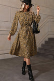 Honey Printed Long Sleeve Midi Dress - felvior