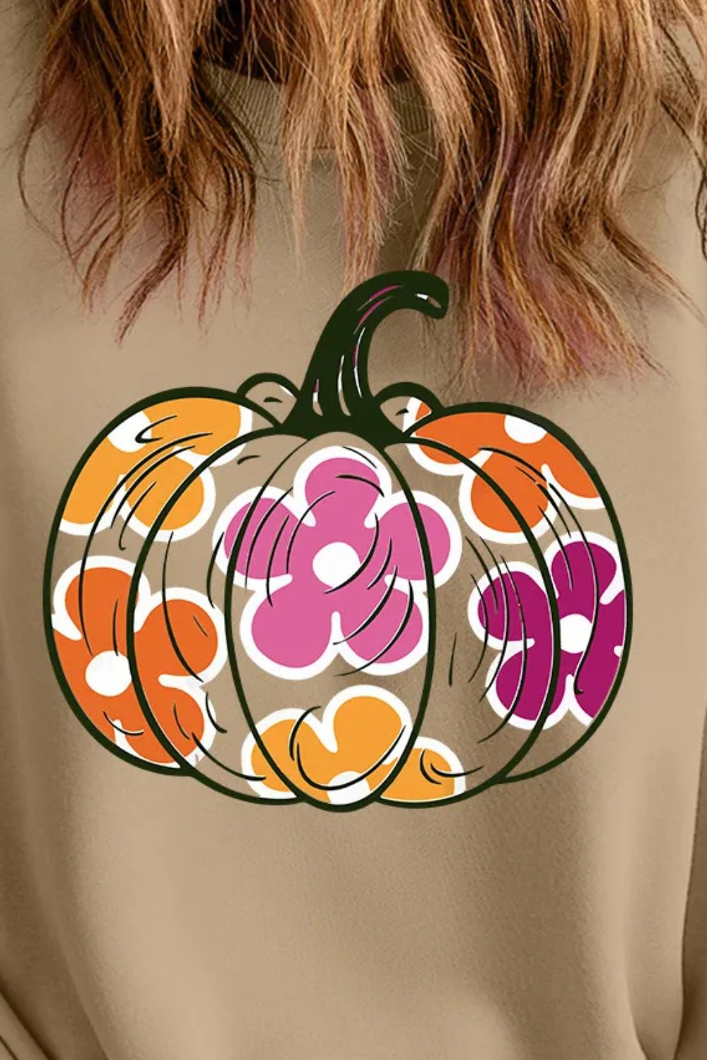 Plus Size Pumpkin Graphic Dropped Shoulder Sweatshirt - felvior