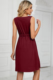 Buttoned Wide Strap Mini Dress - felvior