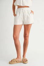 MABLE Eyelet Bubble Hem Sleeveless Top and Shorts Set