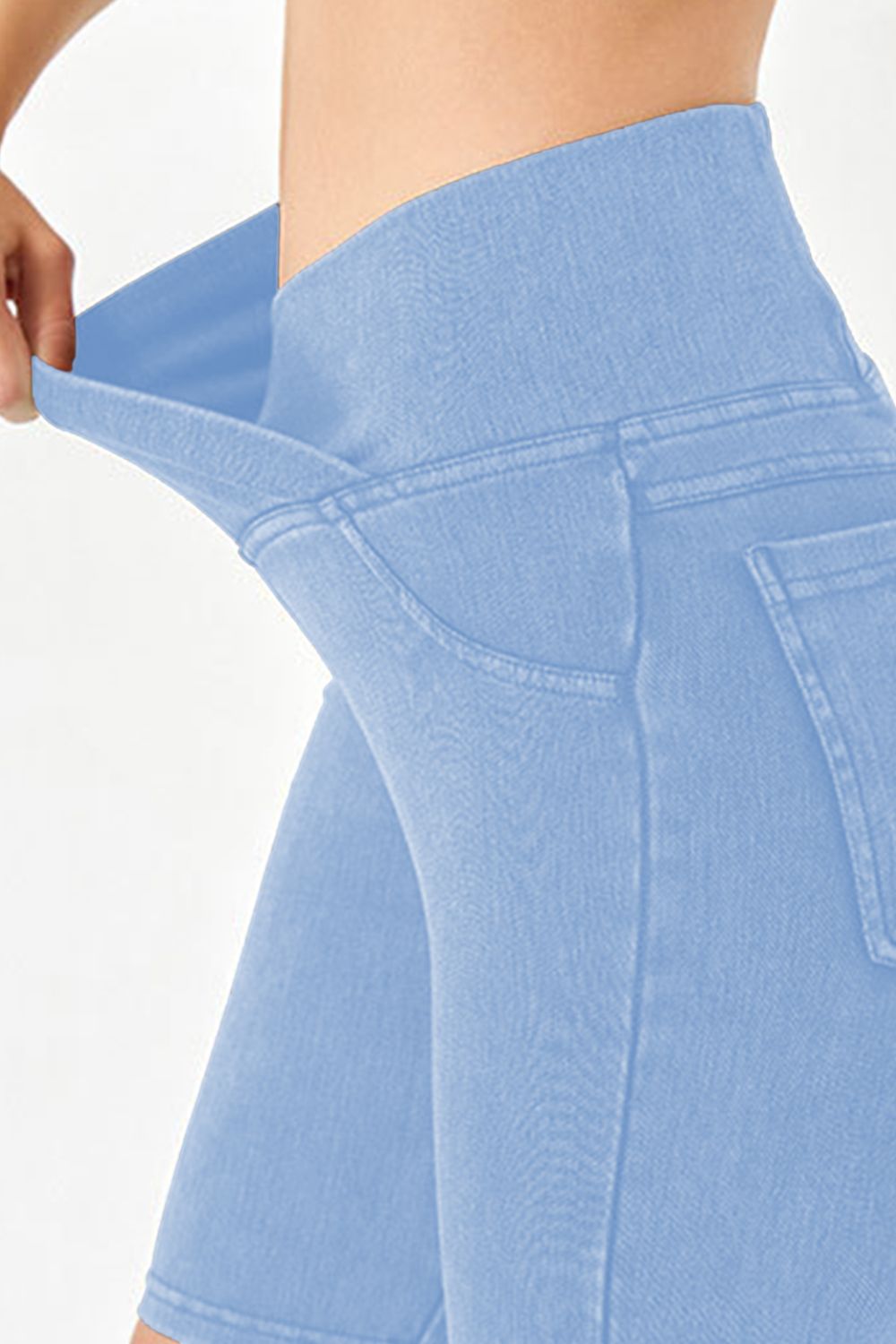 Basic Bae Asymmetrical Waist Denim Shorts with Pockets - felvior
