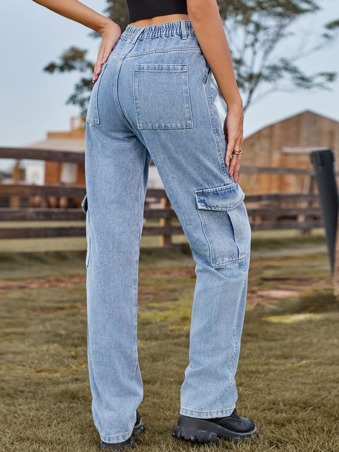 High Waist Cargo Jeans - felvior