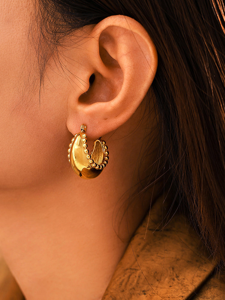 18K Gold-Plated Stainless Steel Huggie Earrings - felvior