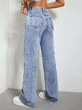 Contrast Bootcut Jeans with Pockets - felvior