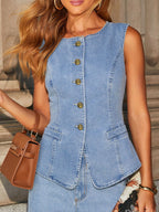 Button Down Denim Vest