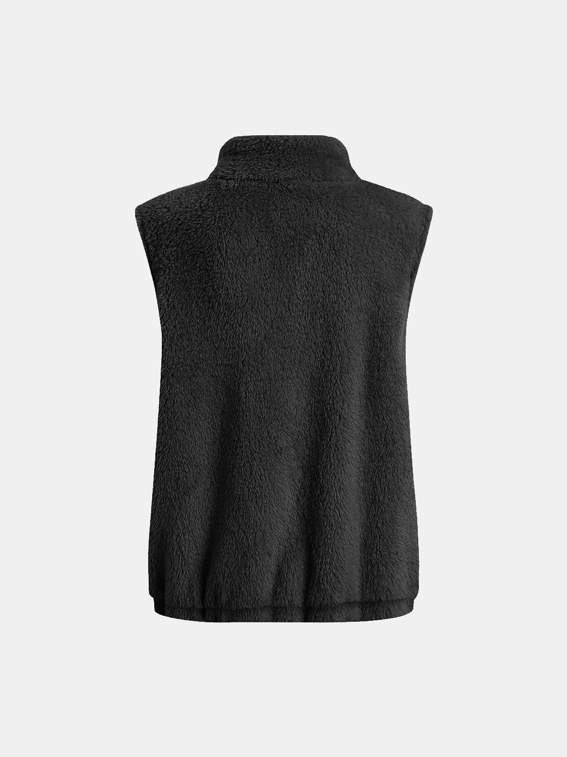 Full Size Fuzzy Zip Up Vest Coat with Pockets - felvior