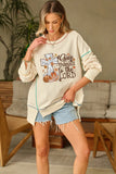 High-Low Contrast Stitching Round Neck Sweatshirt - felvior