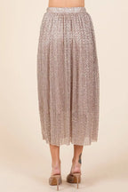 Mittoshop Metallic Glitter Speckle Print Elastic Midi Skirt